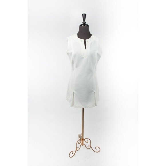 Vtg 1970's Back Line Tennis Dress Tenniswear By Eaton Size 14 White With White - Picture 1 of 8